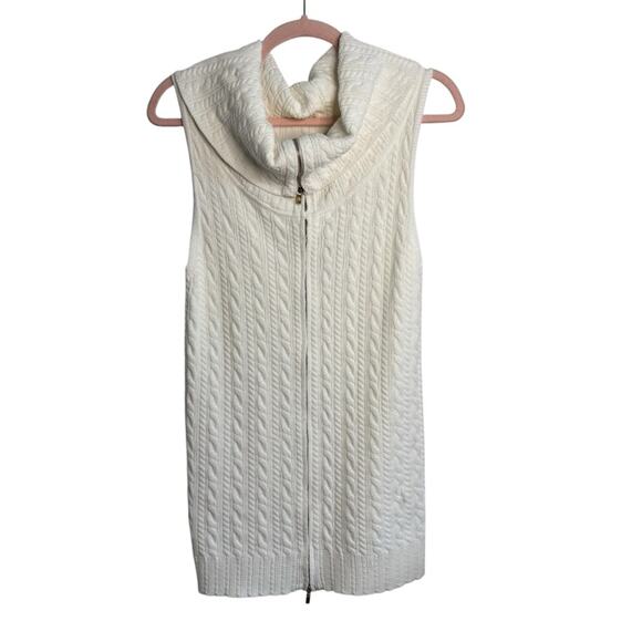 Rebecca Taylor Cable Zip Shell White Short Sleeve Sweater NWT - Picture 2 of 11